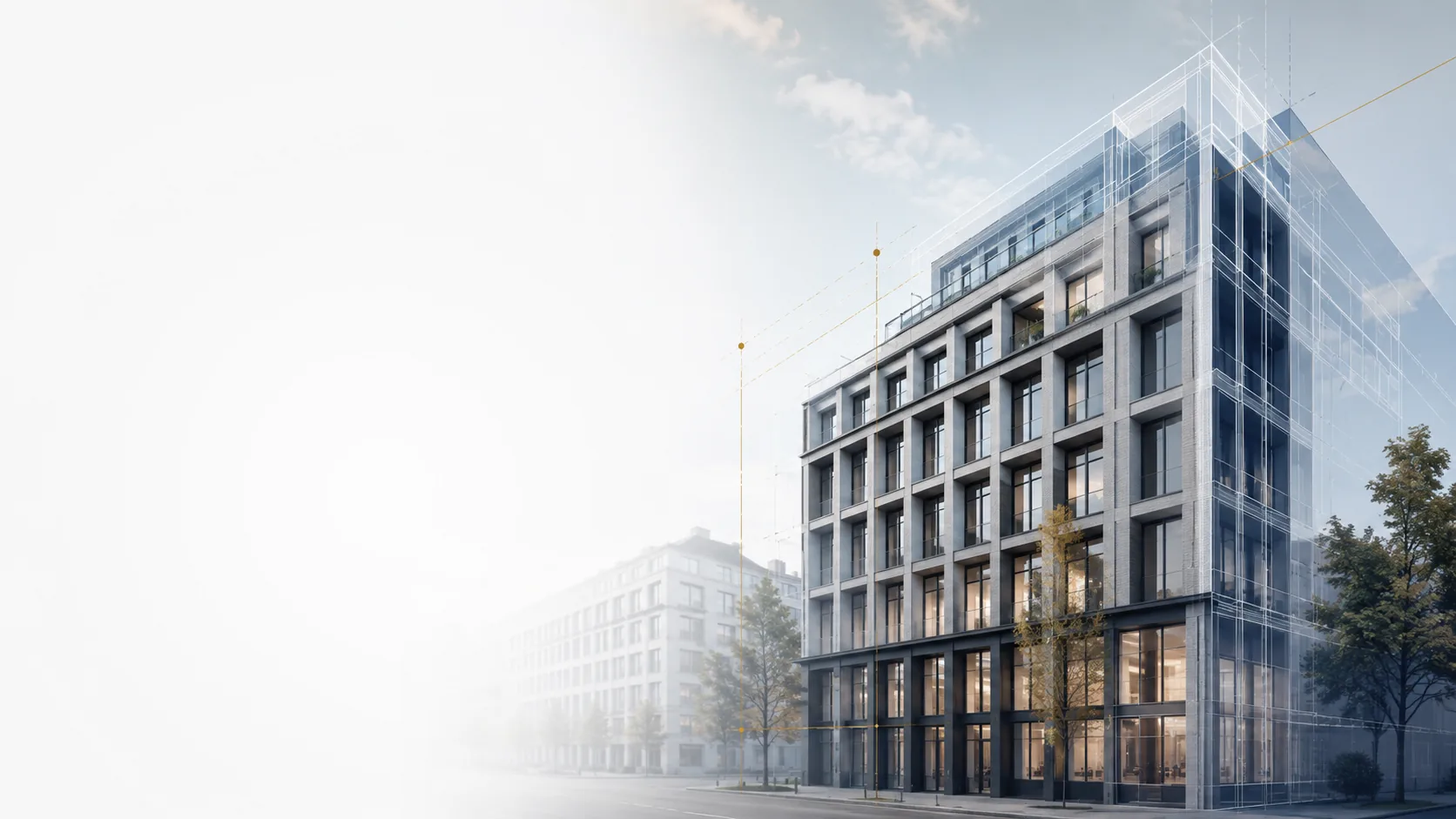 Bestandsgebäude mit architektonischer Planungsebene
