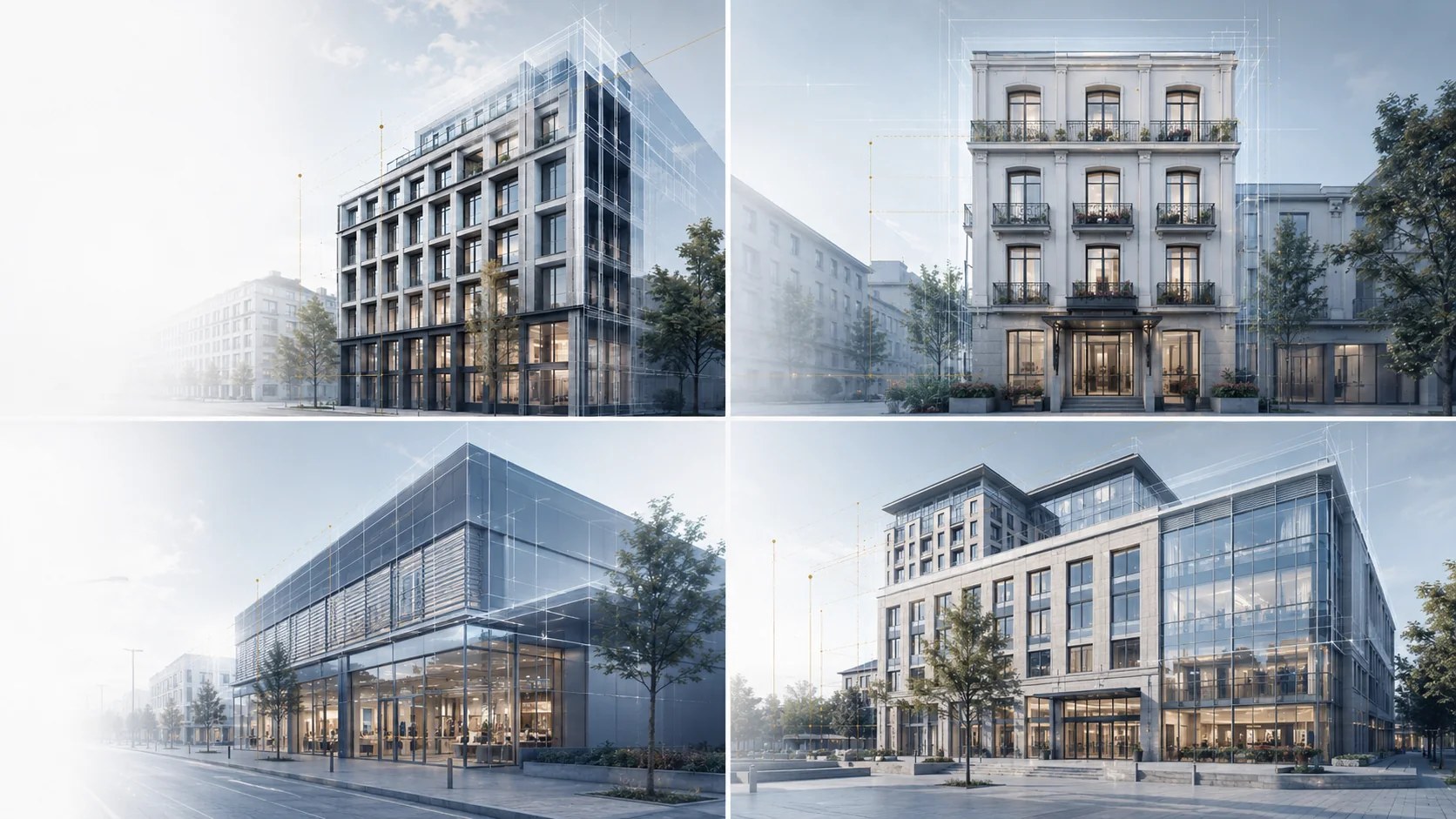 Verschiedene Bestandsgebäude als mögliche Anwendungsbereiche